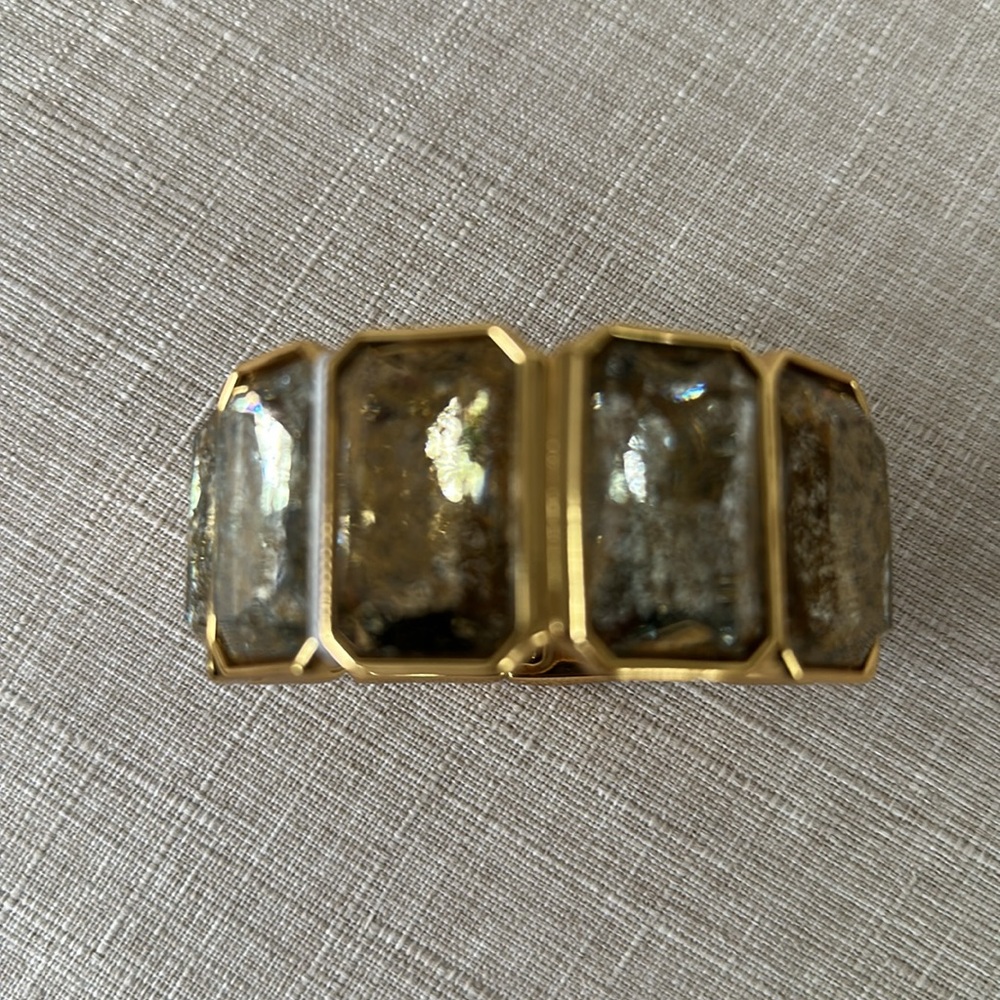 NWT | J Crew Hinged Rectangle Stone Bracelet in Burnished Gold - Picture 8 of 14